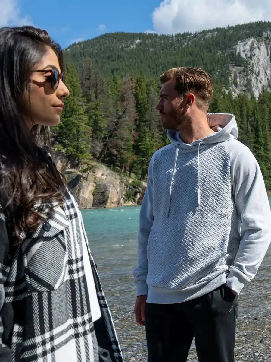 Chandail à capuchon à texture mixte pour homme - Gris pâle chiné - Image 3