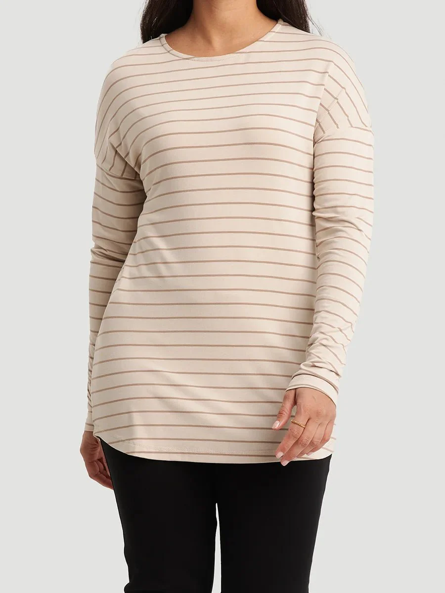 Chandail à Manches Longues et Col Rond Ecovero™ - Rayures du Désert - Image 3