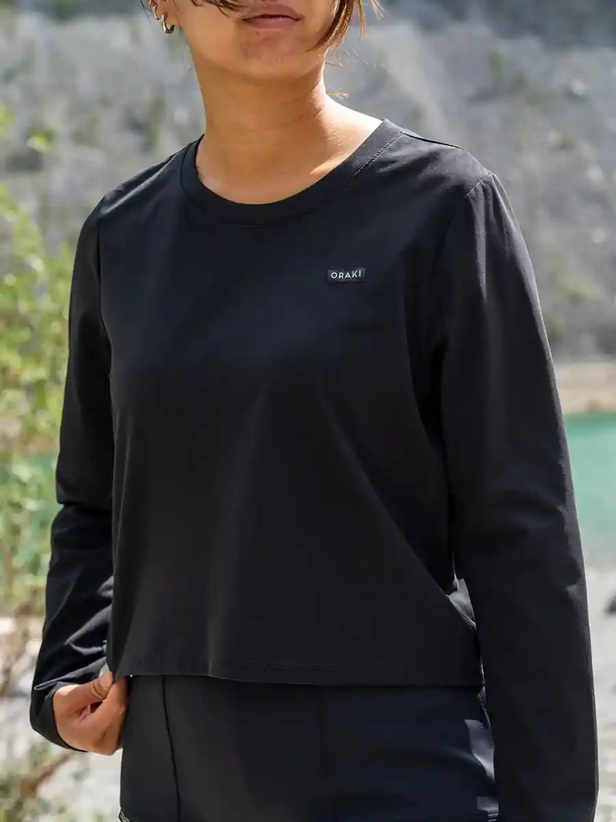 Chandail col rond à manches longues Jersey Fluide - Noir - Image 4