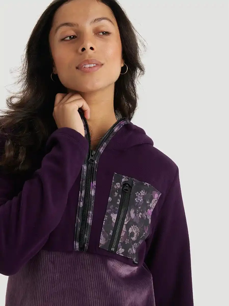 Chandail demi-zip polaire côtelé à capuchon Chalet - Açaí - Image 3