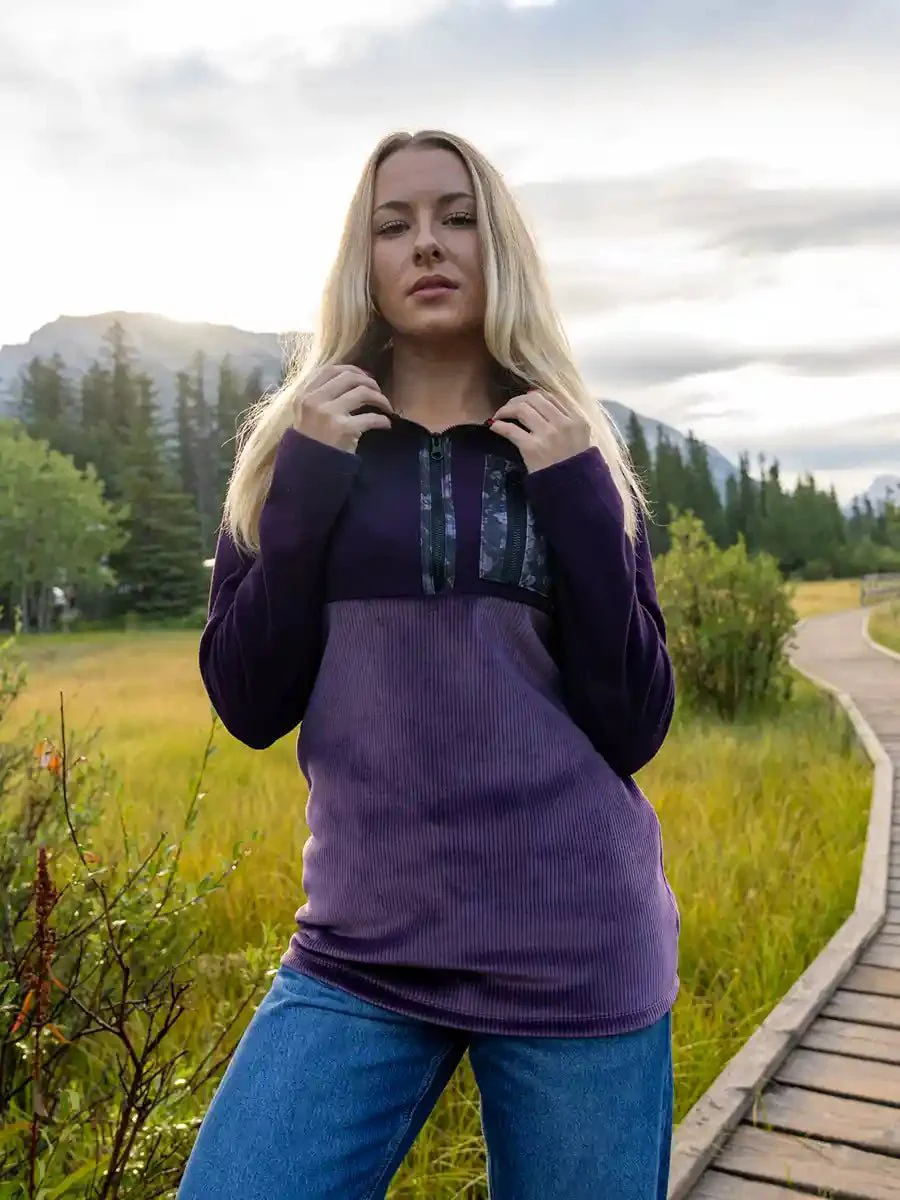 Chandail demi-zip polaire côtelé à capuchon Chalet - Açaí - Image 4