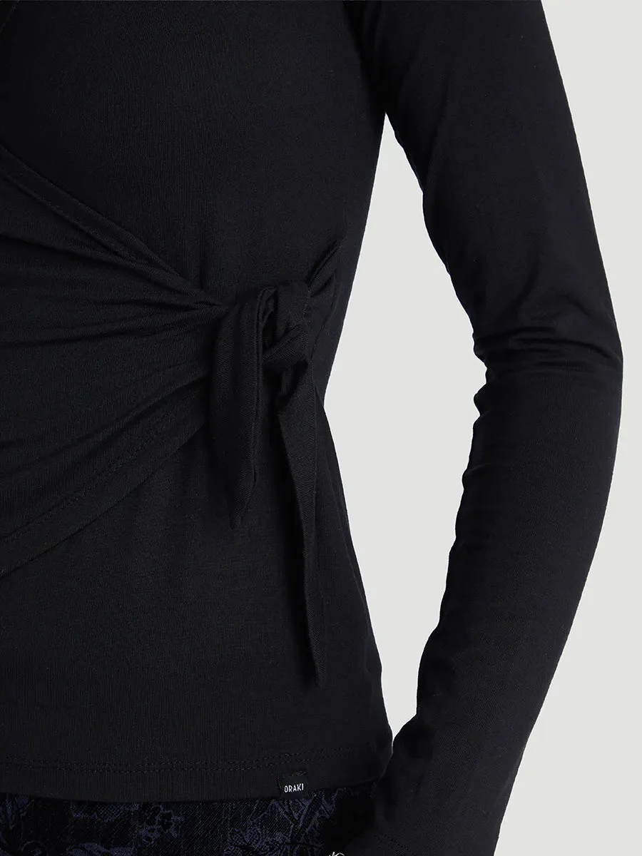 Chandail portefeuille à manches longues SoftTouch - Noir - Image 4