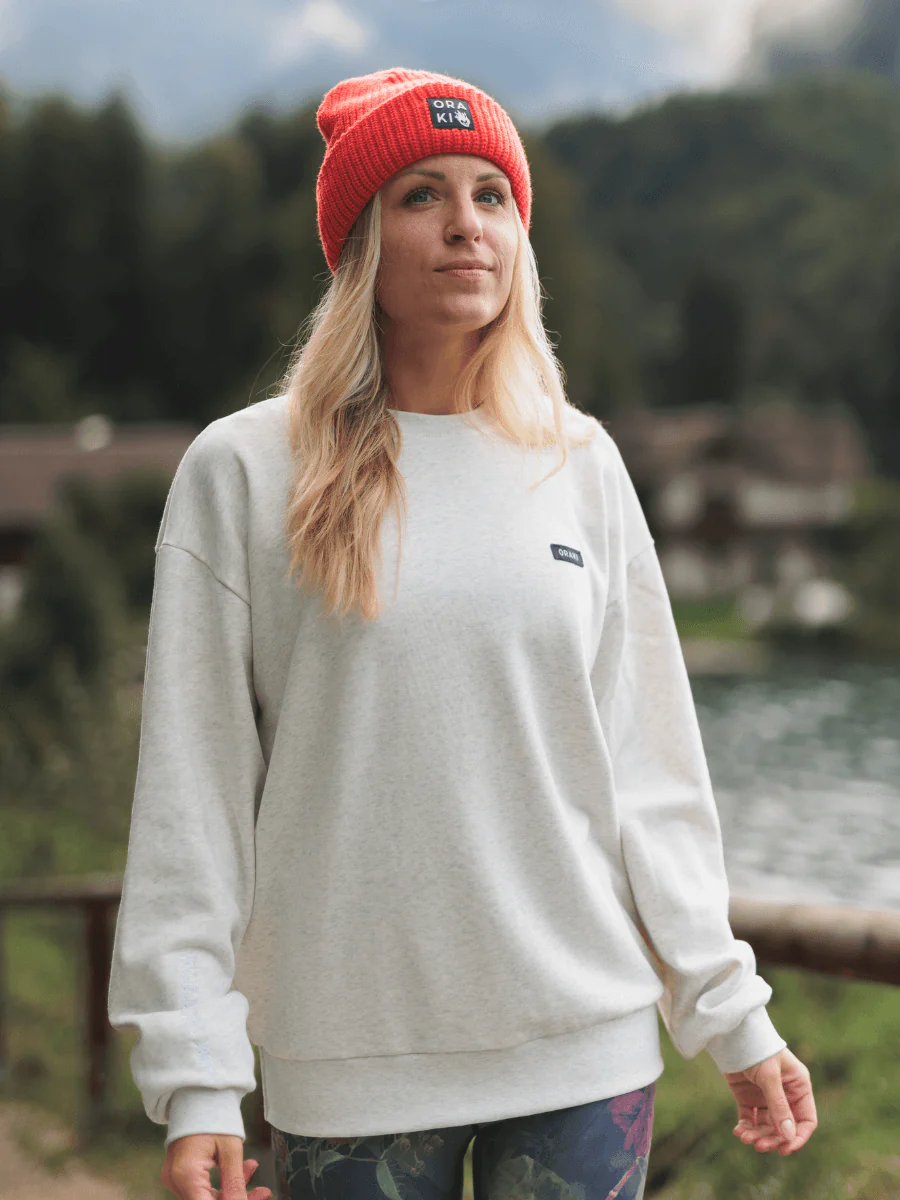 Chandail Col Rond Extra Ample French Terry - Gris Pâle Chiné - Image 3