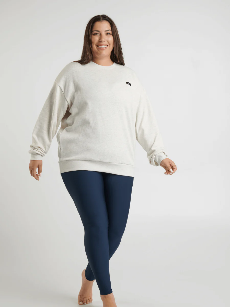 Chandail Col Rond Extra Ample French Terry - Gris Pâle Chiné - Image 4