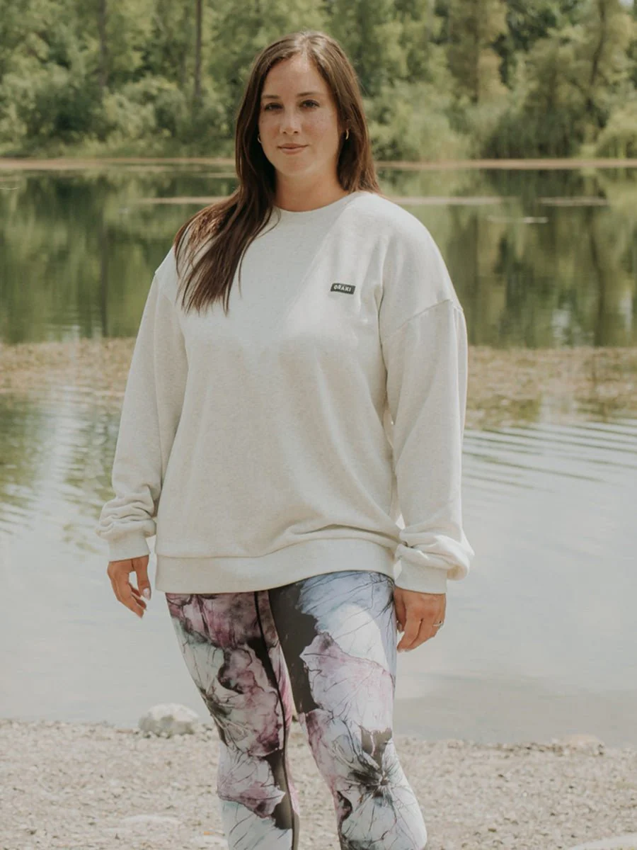 Chandail Col Rond Extra Ample French Terry - Gris Pâle Chiné - Image 6