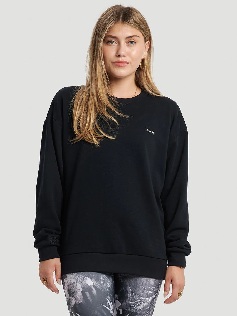 Chandail Col Rond Extra Ample French Terry - Noir - Image 4