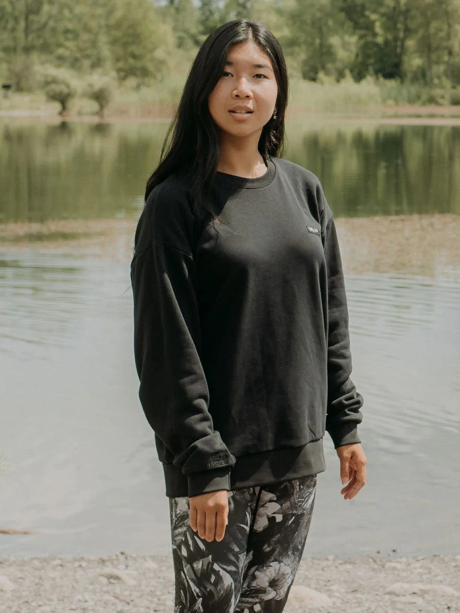 Chandail Col Rond Extra Ample French Terry - Noir - Image 5