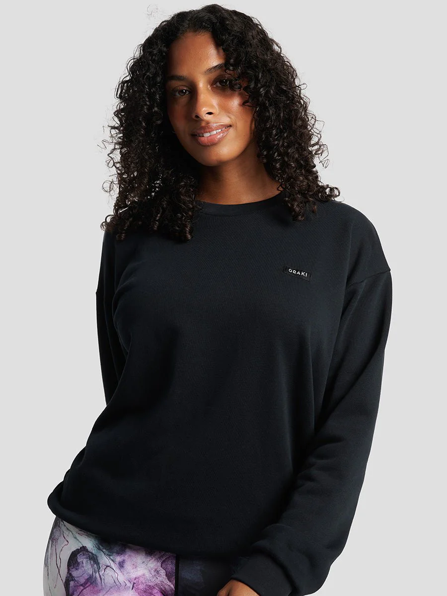 Chandail Col Rond Extra Ample French Terry - Noir - Image 6