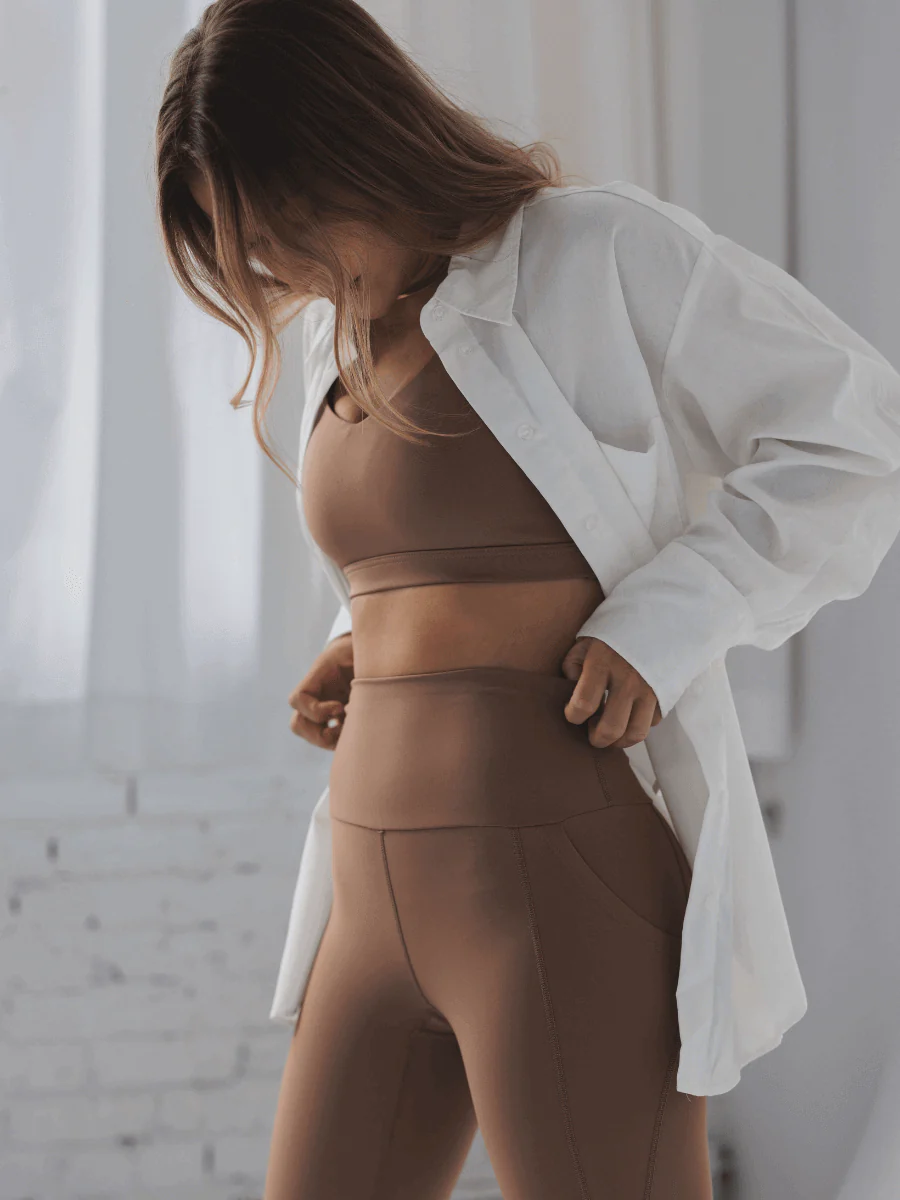 Legging ultra taille haute avec poches Ecomove - Latté - Image 6