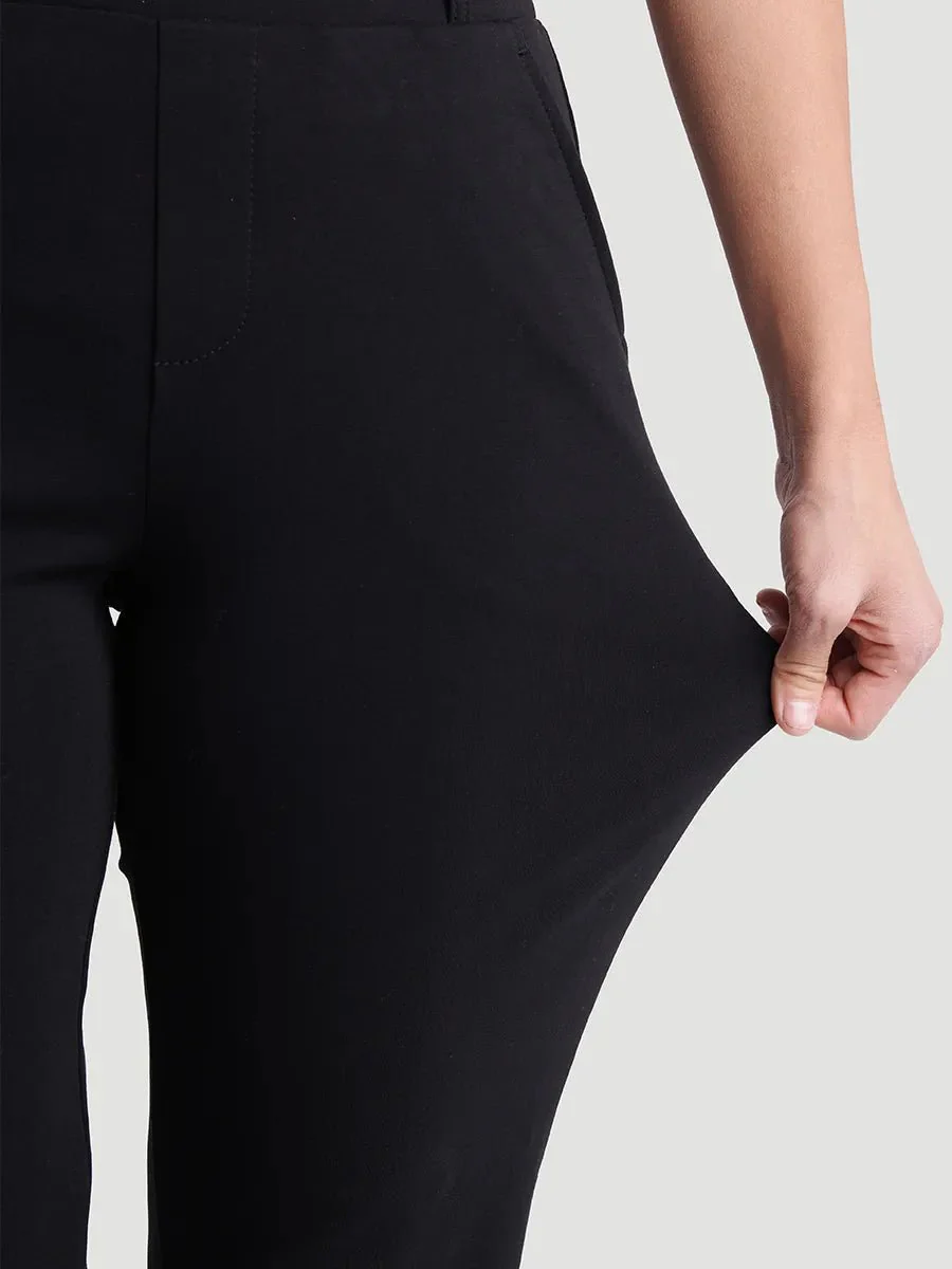 Pantalon à jambes étroites Ponte contour - Noir - Image 4