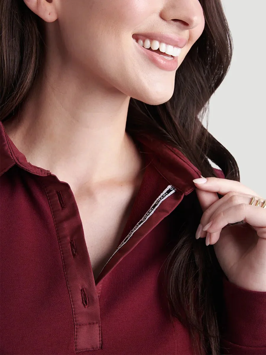 Robe col polo avec boutons French Terry Lite - Bordeaux feutré - Image 3