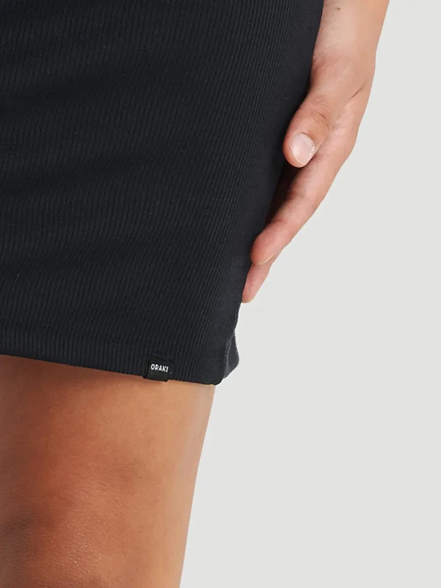 Robe courte col V à manches courtes côtelée - Gris charbon - Image 3