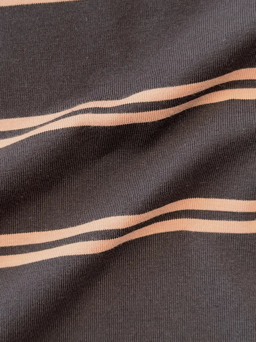 Robe manches courtes à col rond Jersey fluide - Rayures noir taupe - Image 5