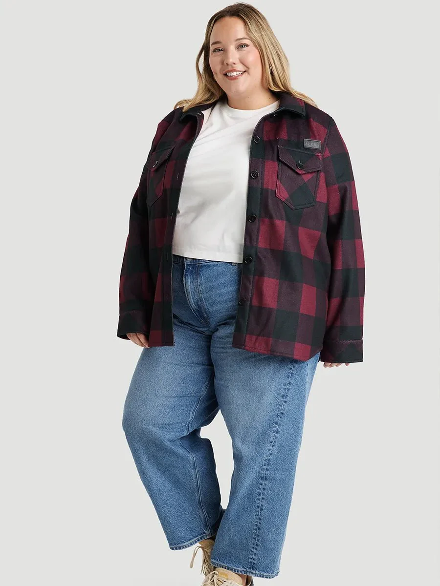 Surchemise longue à boutons - Carreaux bordeaux - Image 4