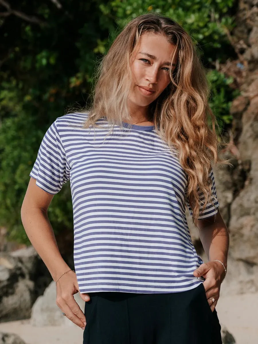 T-Shirt tout-aller Ecovero™ - Rayures Lilas - Image 3