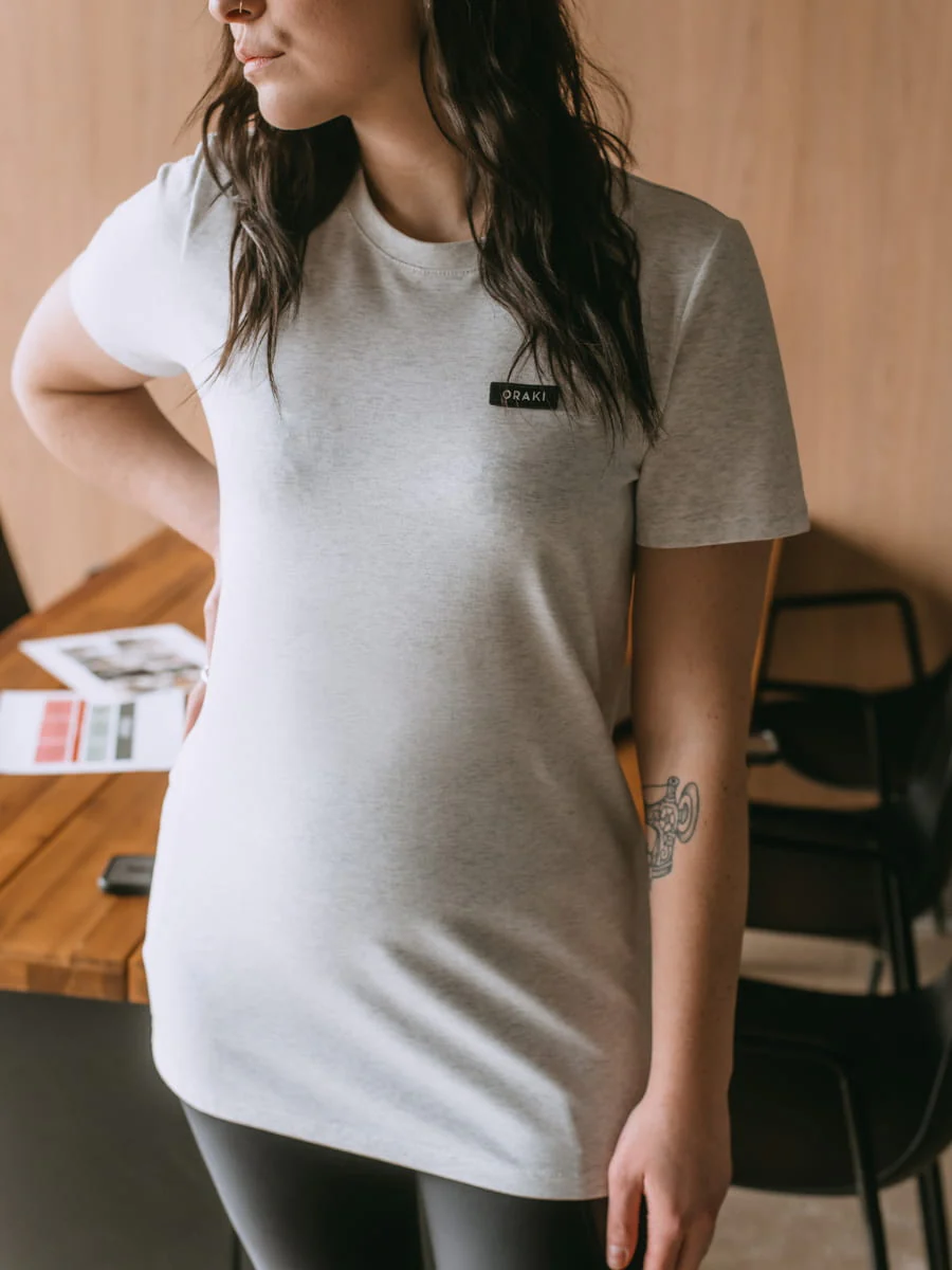 T-Shirt Tunique Col Rond - Gris Chiné - Image 4