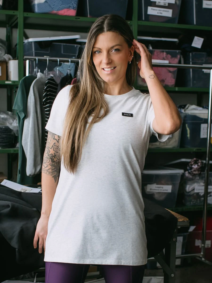 T-Shirt Tunique Col Rond - Gris Chiné - Image 5