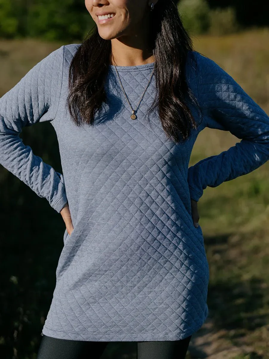 Tunique à manches longues en tricot texturé - Lavande chiné - Image 3