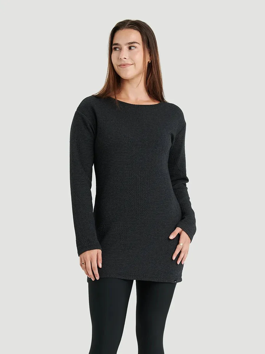 Tunique à manches longues Géo-Jacquard - Charbon chiné - Image 3