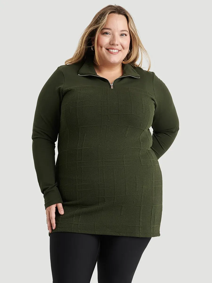 Tunique demi-zip French Terry Lite et texturée - Boisé - Image 4