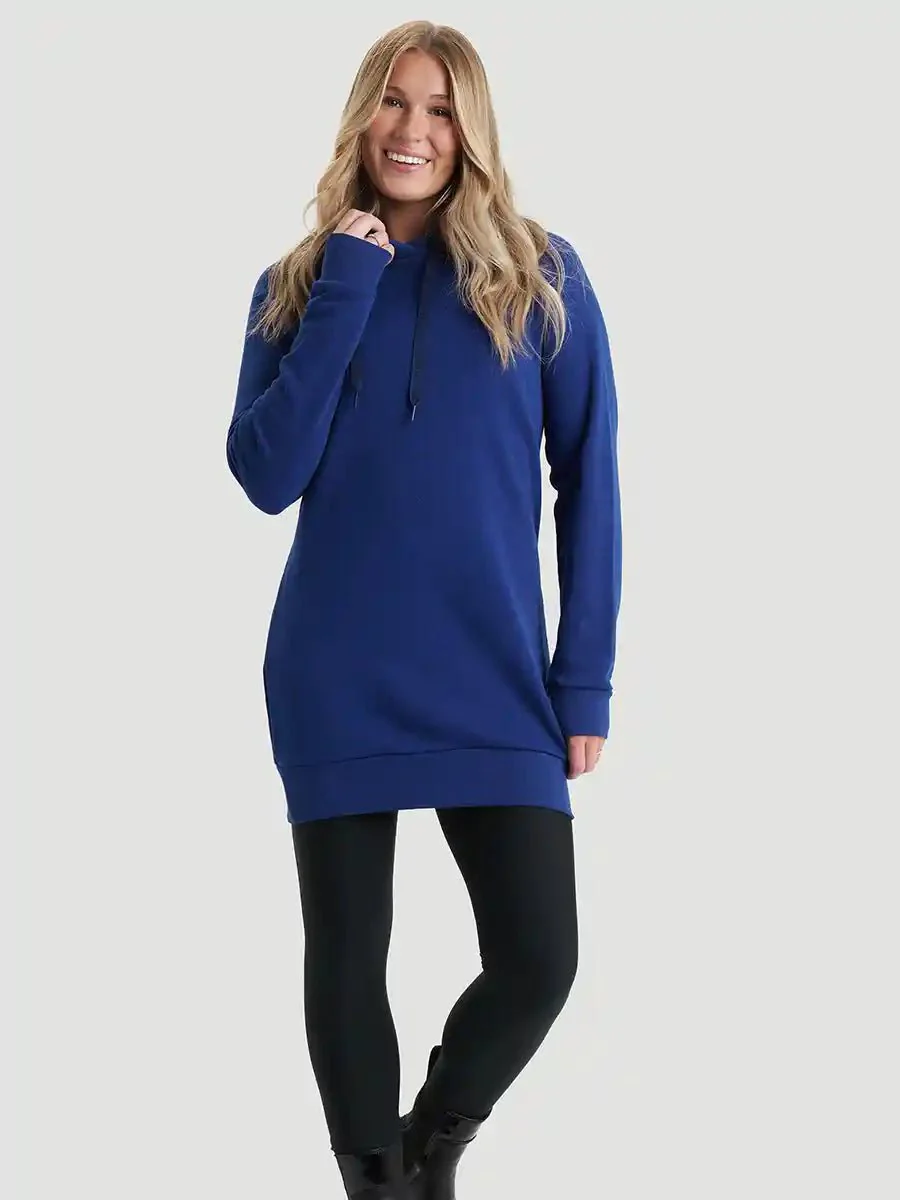 Tunique french terry à capuchon - Bleu méditérranéen - Image 3